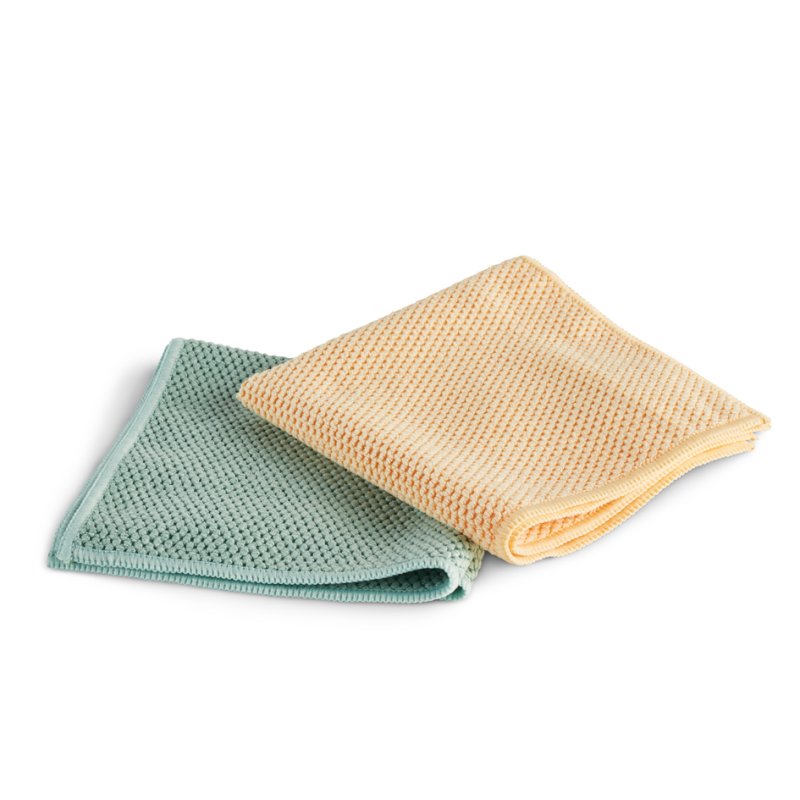 Spontex chiffons microfibre fibres recyclées, 55% fibres de recyclage, 2 pièces
